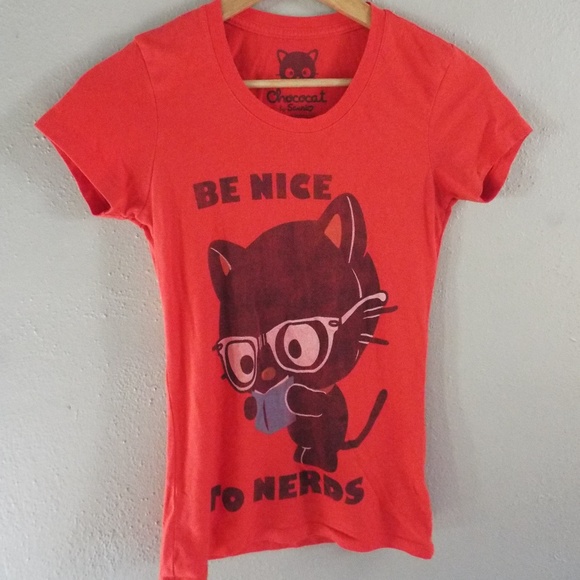 Sanrio Tops - Chococat Be Nice to Nerds Red Shirt